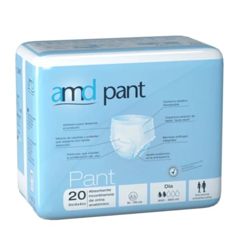 Pants AMD Día. Pants Día Absorción Moderada. Pants Incontinencia Adultos. Braga Pañal Adultos Día. Pants AMD Desechables. Absorción de 600-900ml.Talla S. Pants AMD Caja 20 unidades.