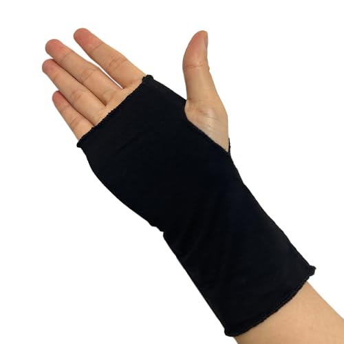 SHUEASE Wrist Sleeve Under Splint Hand Sock(Pack of 4) Modal Stockinette Arm Protector Covers | Thin Skin-Friendly Pre-Wrap Liner for Air Cast & Hand Brace(Black-Short Version)