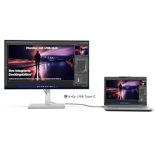 Lenovo L27h-4A | 27" QHD Monitor | 2560x1440 | 100Hz | 350 nits | 1ms Reaktionszeit | USB-C Dockingstation | HDMI | DisplayPort | IPS Panel | integr. Lautsprecher | grau – Bild 3