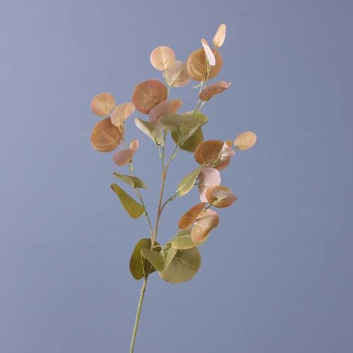 Foxace ユーカリ フェイクグリーン 6本 オレンジ 飾り 北欧風 インテリア 造花 フェイクフラワー スタイリッシュ アーティフィシャルフラワー 本物そっくり 贈り物 プレゼント 母の日 開店祝い お礼