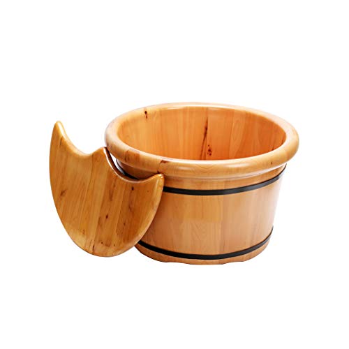 Masajeador Spa de Pies Tazón de Madera para Pedicura con Tapa