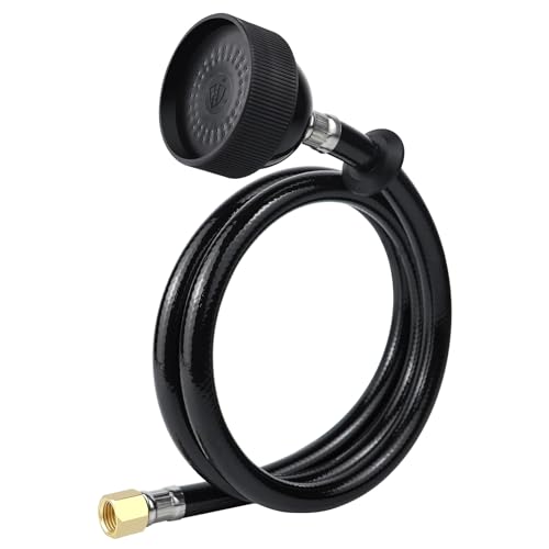 ZKDAUSDO UPC Certified Salon Shampoo Bowl Sprayer Head Hose Kit - 1/4' Thread to Attach Shampoo Bowl Faucet for Barber Shop Spa, Black Rubber Salon Sink Shampoo Bowl Hose Replacement Part