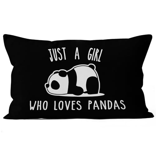 Liosei YUESHARE Federa per cuscino con scritta "Just a girl who loves Pandas Pandas", 45,7 x 45,7 cm, idea regalo per la casa, la stanza, il letto, il divano, la camera da letto, la decorazione per