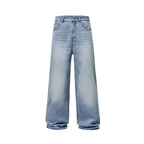 Men's 4-Color Autumn Vintage Distressed Baggy Jeans, Straight, Fashionable Korean High Street