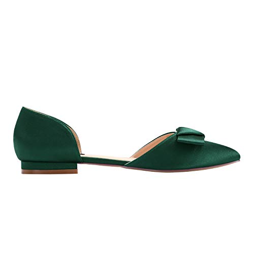 ERIJUNOR Comfortable Low Heel Wedding Shoes with Bow Knot D’orsay Pointy Toe Flats3
