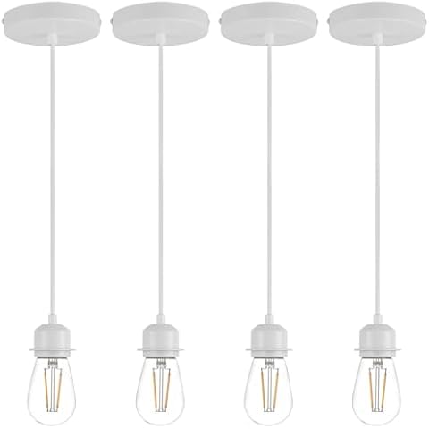 Xisakaca 4 Pack Vintage Pendant Light Kit, Farmhouse E27 Base Industrial Lamp Lantern Socket Canopy Kit Cord Holder, DIY Hanging Light Ceiling Lighting Fixture for Kitchen Island Corridor Bar Cafe Cover