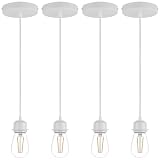 Xisakaca 4 Pack Vintage Pendant Light Kit, Farmhouse E27 Base Industrial Lamp Lantern Socket Canopy Kit Cord Holder, DIY Hanging Light Ceiling Lighting Fixture for Kitchen Island Corridor Bar Cafe