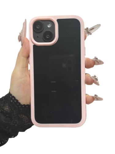 Coque iPhone 14 hybride transparente claire rigide avec bumper silicone rose