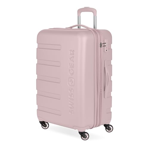 SwissGear 7366 Signature Hardside Expandable Luggage with Spinner Wheels TSA Lock Pink Checked-Medium 23-Inch