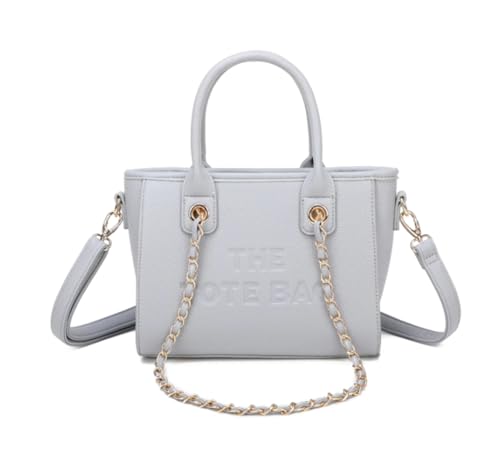 Image of LeahWard SMALL Ladies Chain Strap Handbag, Top Handle Tote with Shoulder Strap, Tote Bag For Women (Grey)
