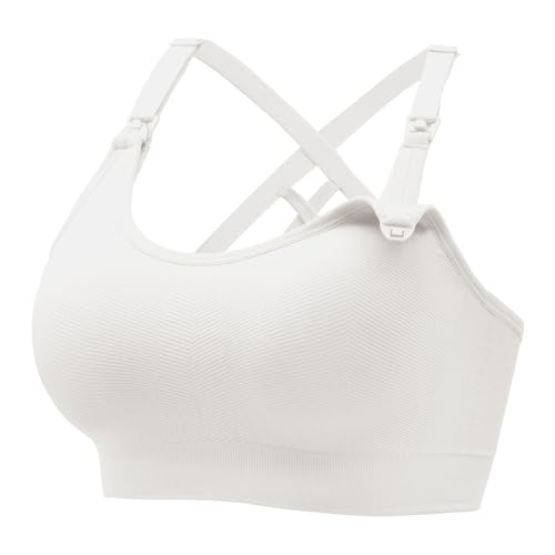 Image of Angelhood Nursing Bras for Breastfeeding, Seamless Nursing Sports Bra Medium Impact Support Maternity Bras for Pregnancy