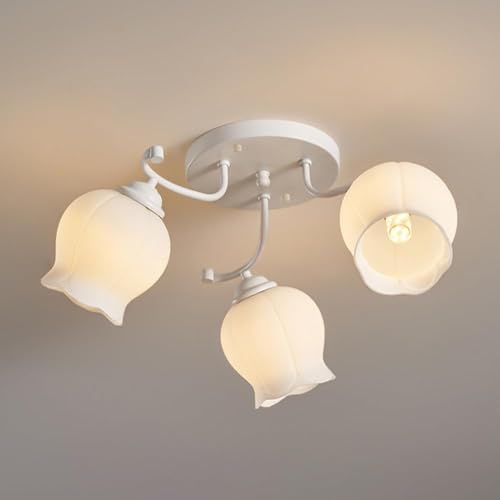 Plafonnier à 3 lumières en verre blanc moderne minimaliste pour chambre et cuisine