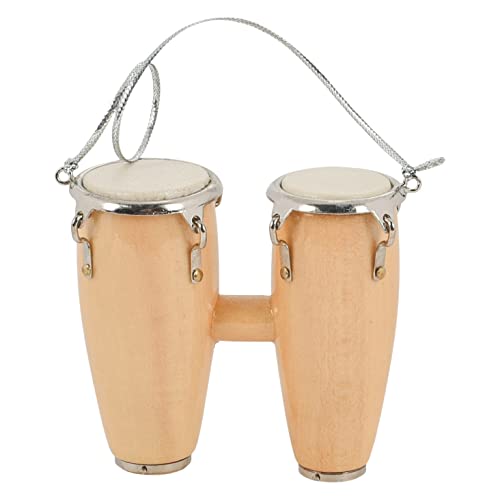 Broadway Gifts 2.8" Natural Brown Wood And Brass Double Conga Drum Ornament Decoration #TOP1