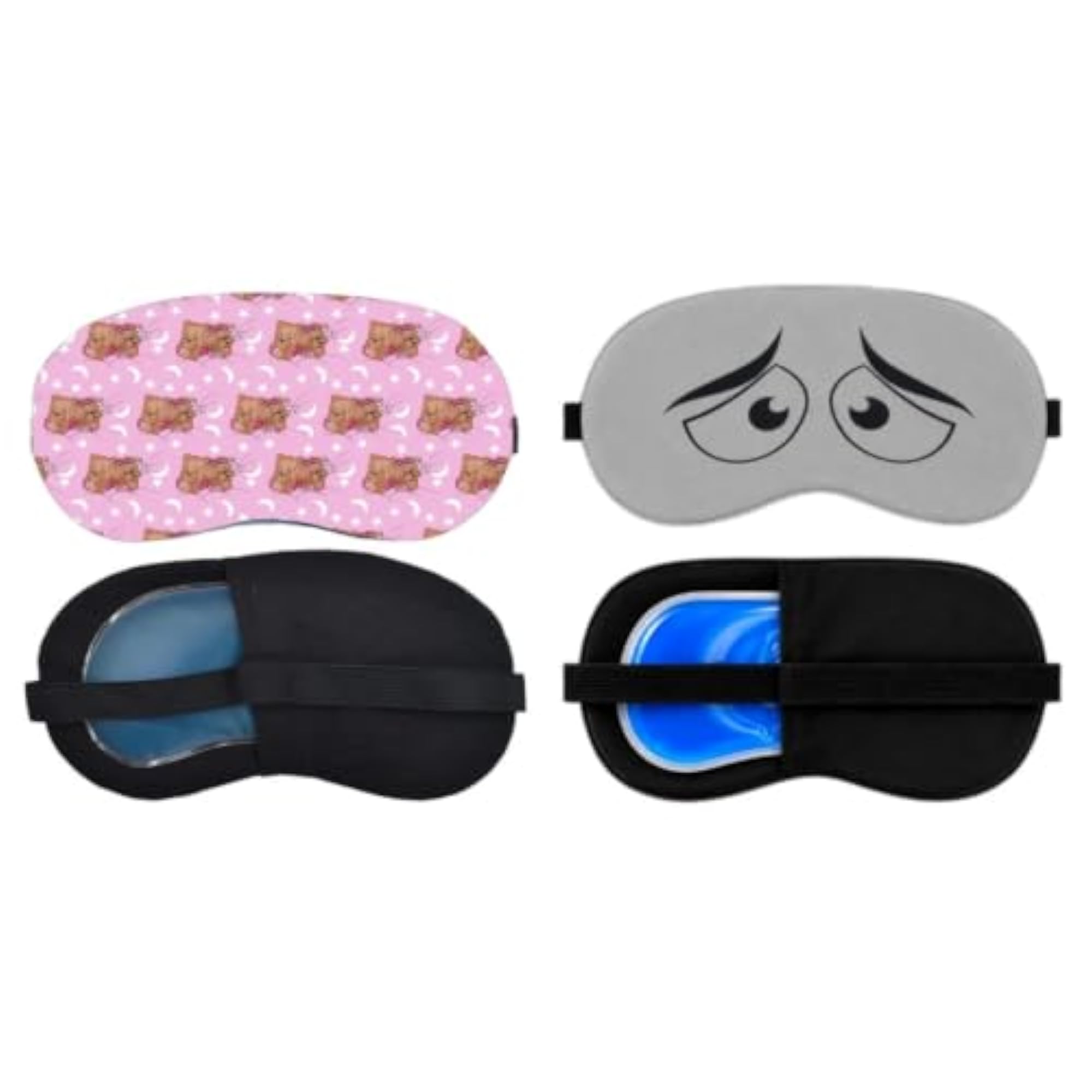 Sleeping Eye Mask Combo Pack of 2, Gray Sad Face Print
