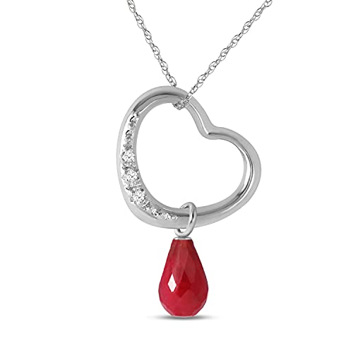Galaxy Gold GG 14K Gold Open Heart Diamond Ruby Pendant Necklace
