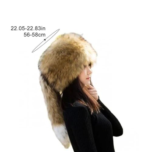 Chapeau de ski coupe-vent avec queues en peluche chaude - 5