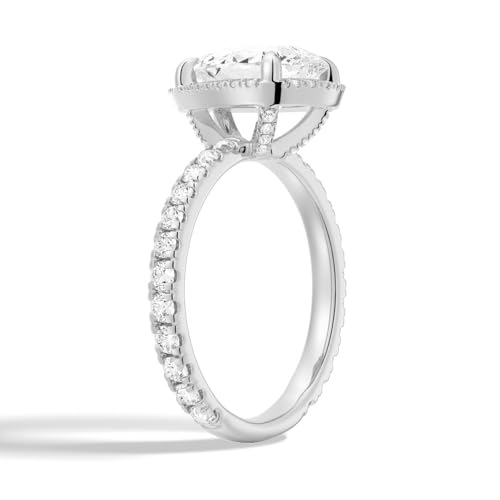 MSBLUE 2ct Pear Cut Moissanite Halo Engagement Ring, 14K White Gold Vermeil, Rhodium Finish3