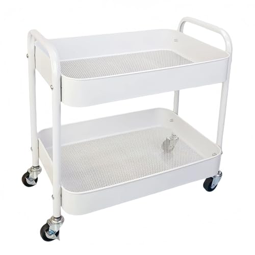 LIWNYRK 2 Tier Metal Rolling Cart with Wheels for Under...