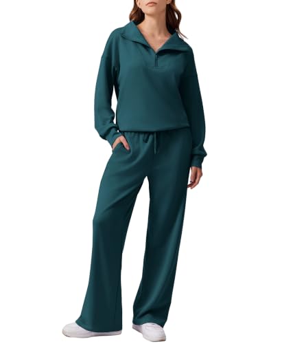 Image of PINSPARK 2 Piece Sets for Women 1 /4 Zip Lounge Matching Set Fall Outfits