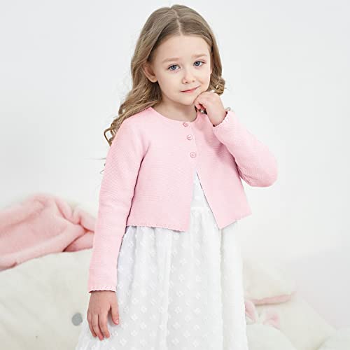 Girls' Long Sleeve Knitted Bolero Cardigan Kids Button Closure Shrug Sweaters Cropped Jacket Cover Up Tops4