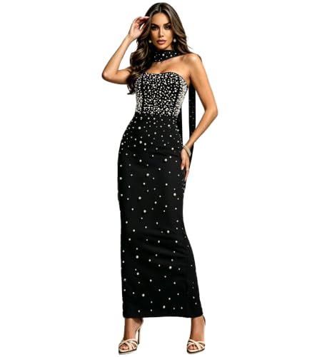 Image of PORRCEY Sexy Elegant Rhinestone Party Club Night Formal Dress for Women
