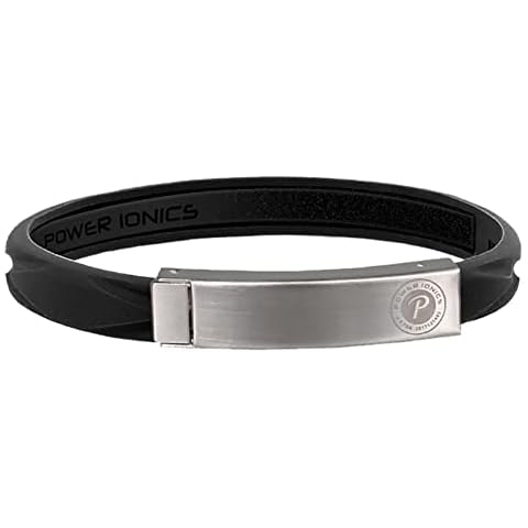 POWER IONICS Bracelets for Men Bracelets for Womens Balance Bands Bracelet Magnetic Bracelet Men Magnetic Bracelets for Women Jewellery Gift Box (Black/Silver Buckle) Cover