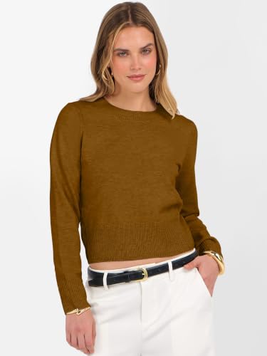 Image of ANRABESS Women's Long Sleeve Sweaters Cropped Crew Neck | Business Casual Tops,Light Weight Comfy Knit,Pullover ShortSweater,Basic Classic,Fall Fashion Winter Layer Clothes