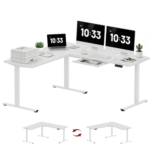 Image of SANODESK 71x63 Electric L-Shaped Corner Standing Desk with Storage