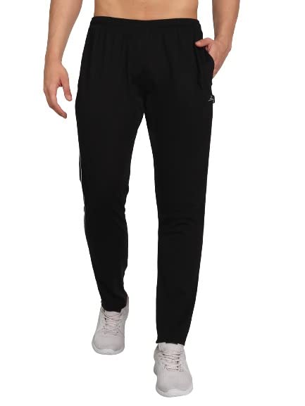 Image of Zeffit Men's Slim Fit Track Pants, Cotton, Elastic Waist, Side Pockets, Running & Gym
