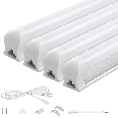 LED蛍光灯器具一体型 器具一体形led直管蛍光灯 省エネ18w 40w形 昼光色6000K 高輝度2300LM 拡散連結可 T8 長さ120cm 倉庫 工場 配線工事不要 4本