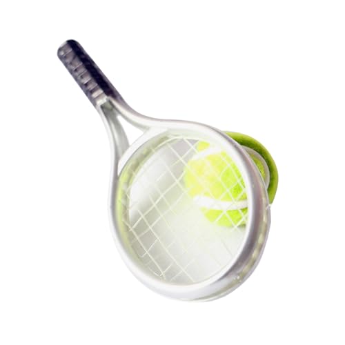 Baby Tennis Model Set Simulation Sports Goods Outdoor Miniature Model Include 1x Tennis 1x Racket
