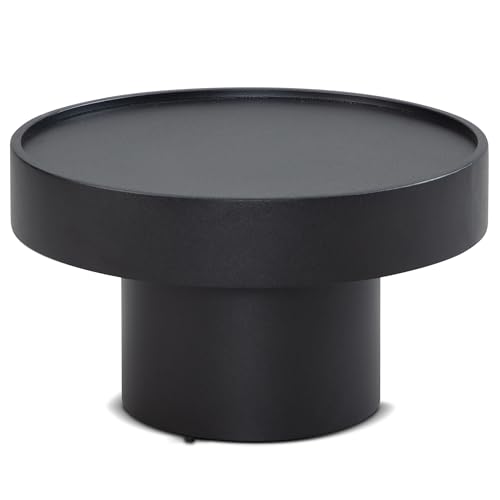 Wohnling Couchtisch 60x60x36 cm Metall Schwarz Sofatisch Rund, Wohnzimmertisch in Pilz-Form, Design Kaffeetisch Eisen, Kleiner Tisch Beistelltisch Wohnzimmer Modern