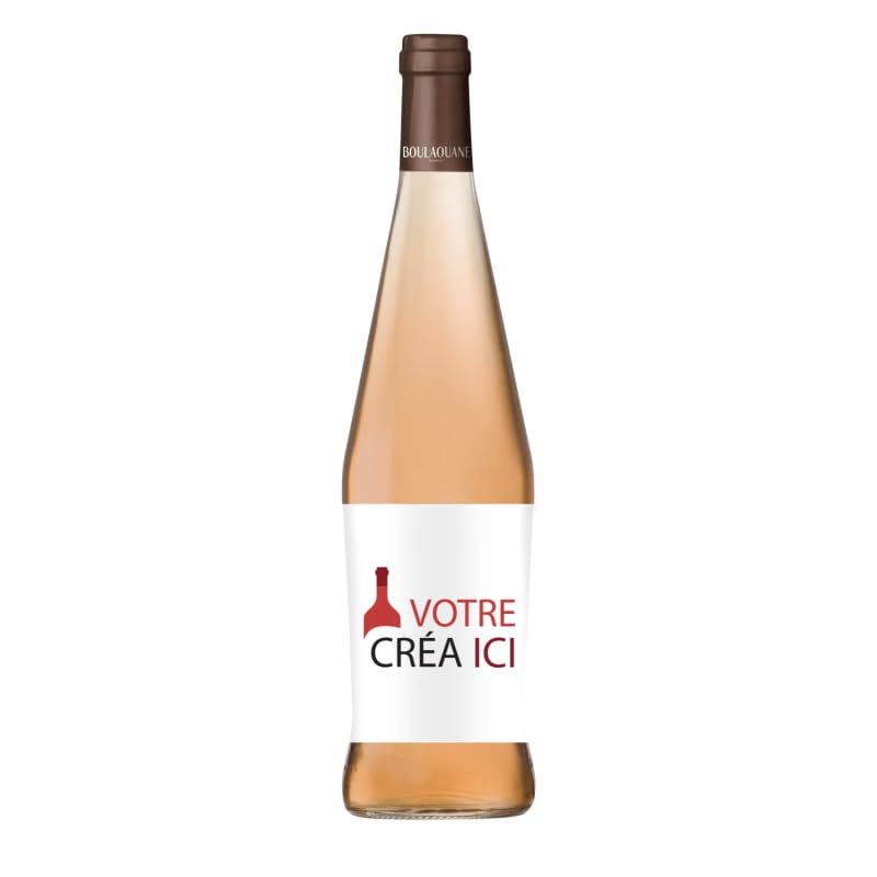 Vin rosé BOULAOUANE 75cl - Bouteille de vin personnalisée avec Texte & Image [ Etiquette bouteille personnalisable ] (1 bouteille)