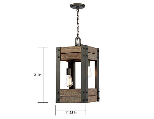 Image of Nuvo 60 /6425 Winchester 2-Light Pendant, Bronze & Aged-Wood Finish