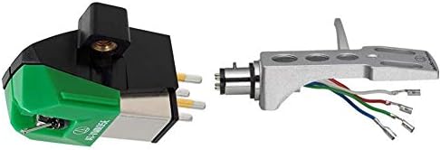 Audio-Technica AT-VM95E Dual Moving Magnet Turntable Cartridge Green & at-HS1 Universal Headshell for LP120-USB, LP240-USB, and LP1240-USB Direct-Drive Turntables White