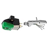 Audio-Technica AT-VM95E Dual Moving Magnet Turntable Cartridge Green & at-HS1 Universal Headshell...