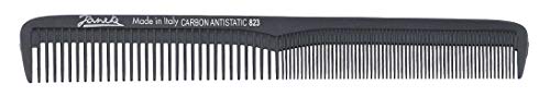 Jäneke Peine profesional para cortar el pelo 55823 de carbono, aprox. 18 cm (antiestático), peine de dientes finos y anchos (823)
