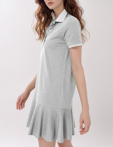 Image of Flygo Womens Polo Dress Summer Short Sleeve Ruffle T Shirt Dress