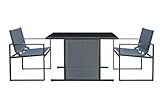 Ondis24 Balkonmöbel Gartenmöbel Set, Gartenset klein 3 teilig mit Tisch und 2 klappbaren Stühlen, platzsparend, leicht verstaubar, Sicherheitsglas, grau