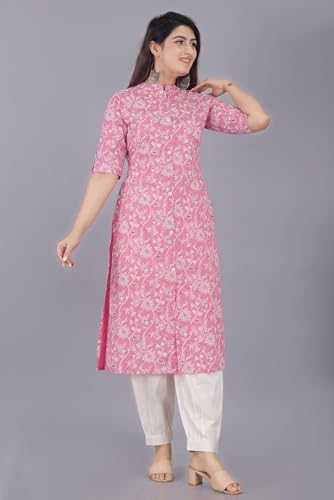 Image of Women Printed Collar Neck Half Sleeve Regular Fit Formal Kurti for Women's