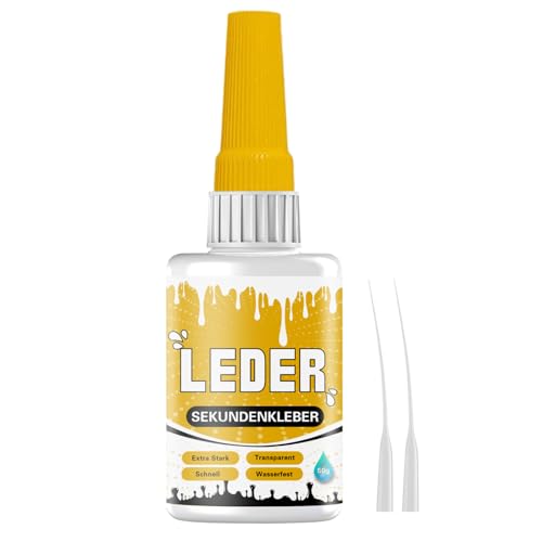 Lederkleber Super Glue Extra Starker: 50g Transparenter & Wasserfester Kleber für Lederreparatur an Schuhen Sofas Autositzen Möbeln Taschen Schnell Trocknender Lederkleber für Polster Gürtel