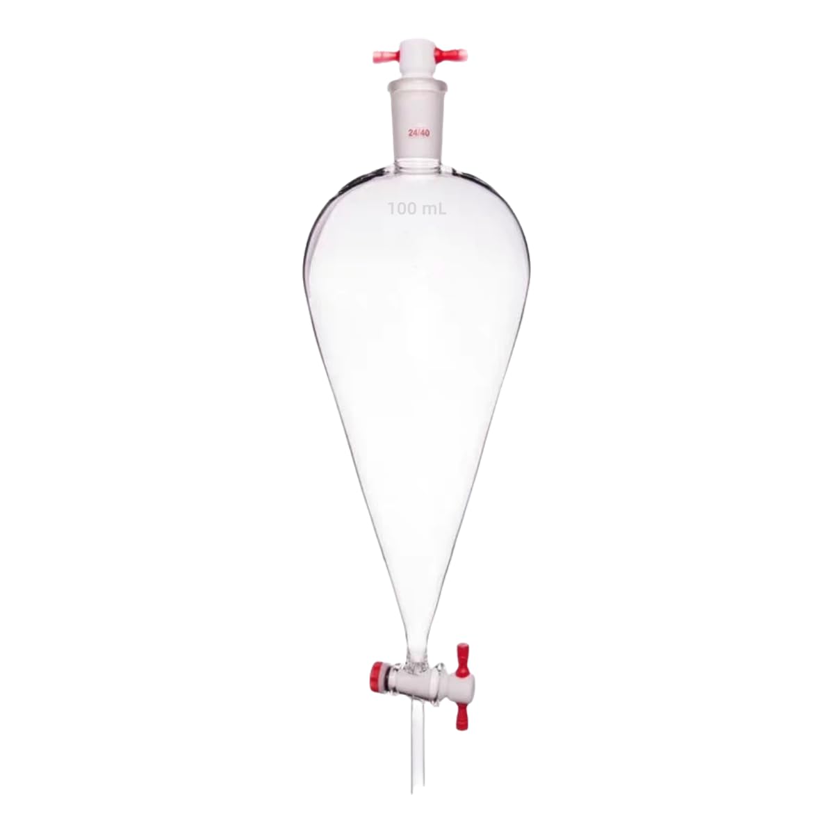 Embudo de separación de vidrio de borosilicato de pared gruesa - Cónico en forma de pera con junta 24/40, tapón de PTFE y llave de paso(1000ml)