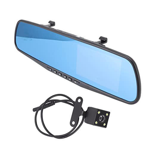 VBESTLIFE Cámara de Salpicadero de Espejo Retrovisor, 1080P Full HD 4.3in LCD Monitoreo de Estacionamiento de Pantalla Completa, Sensor G 170 ° Gran Angular Grabadora de Conducción de Automóviles