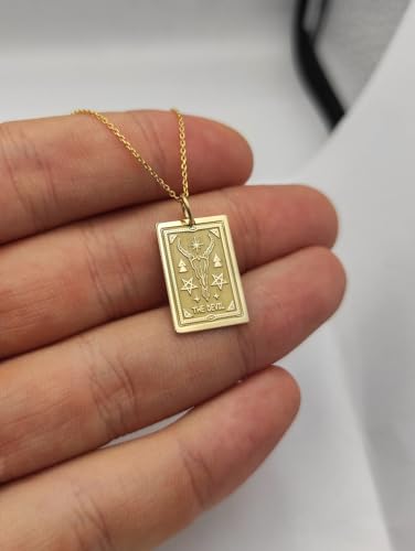Tarot rectangular para mujer LKBEADS el regalo ideal de plata con colgante de El Diablo de 45 cm 3