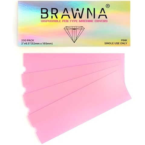 BRAWNA 200 Pcs Pink PMU Pen Covers - Wireless PMU Machine Sleeve - PMU Supplies Cover