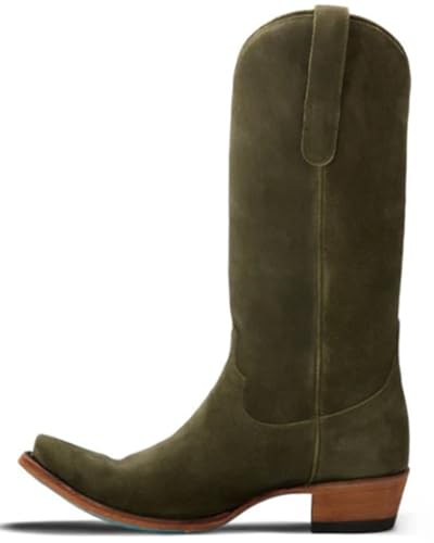 Lane Women's Emma Jane Suede Tall Western Boot Snip Toe - LB0563G 8 1/2 M US Olive3
