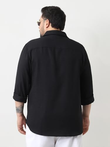Image of Urbano Plus Men's Linen Blend Full Sleeve Relaxed Fit Casual Solid Shirt