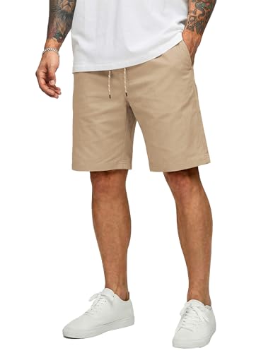COOFANDY Khaki Shorts Men Flat Front Chino Elastic Waistband Walking Casual Vacation Beach Shorts