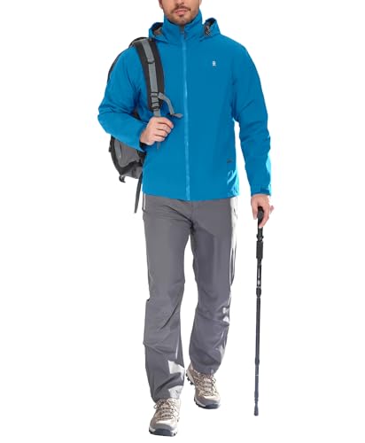 Image of Little Donkey Andy Mens Waterproof Rain Jacket Lightweight Windbreaker Hooded Jacket Packable Raincoat for Outdoor Hiking