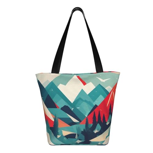 Travel Mountain Scenery Print Comfortable Shoulder Bag Summer HandbagTravel Beach Work Daily Use Versatile Carry3